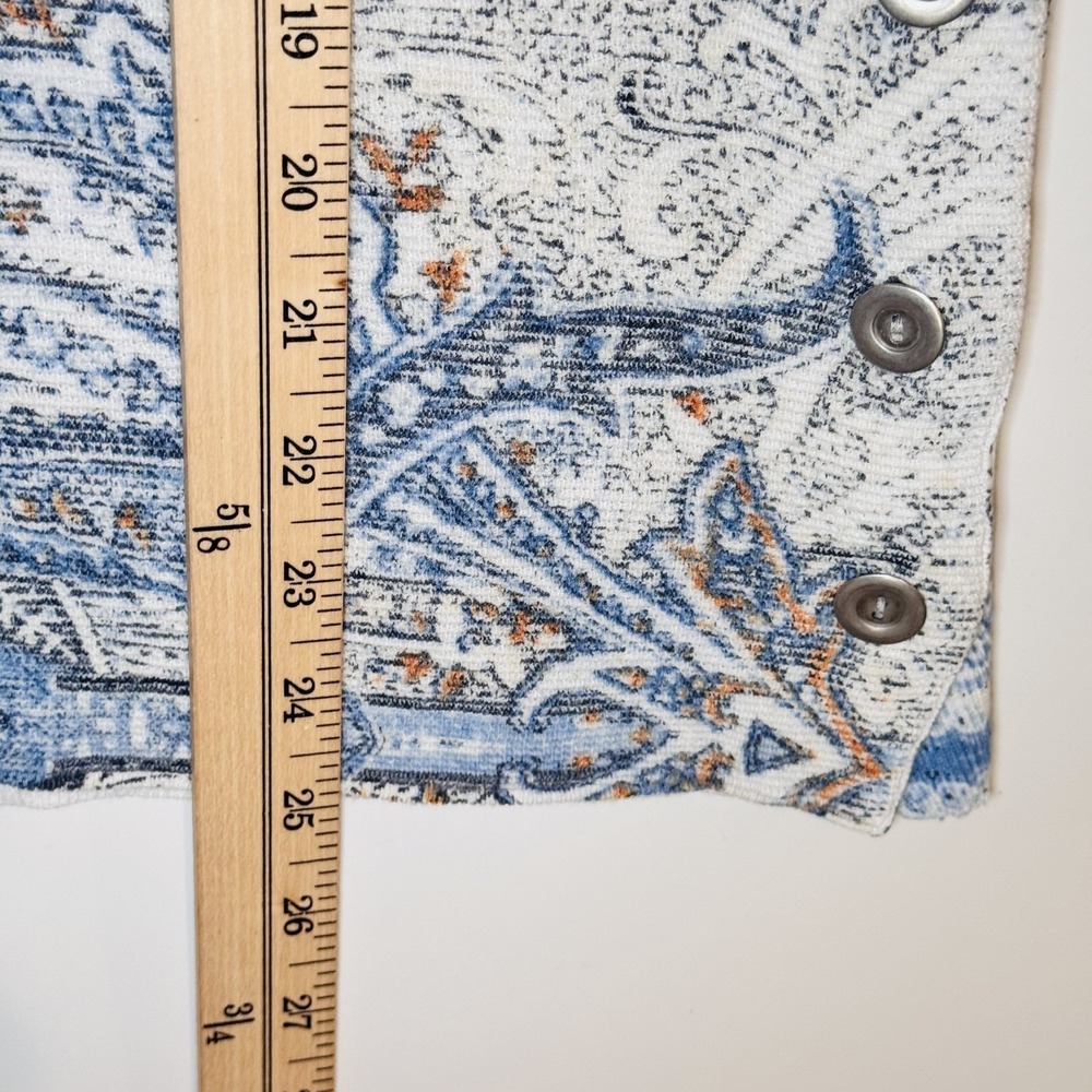 Chicos Knit Top Womens 3 Blue Paisley Orange Short Sleeve Lightweight XL‎ Beach - Picture 12 of 13